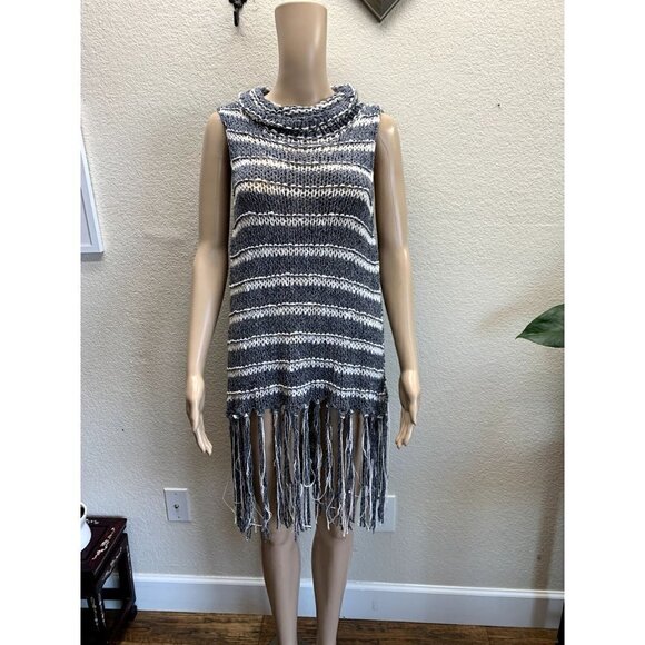 Free People Boho Folksong Knit Striped High Low Tunic Large - Picture 2 of 8